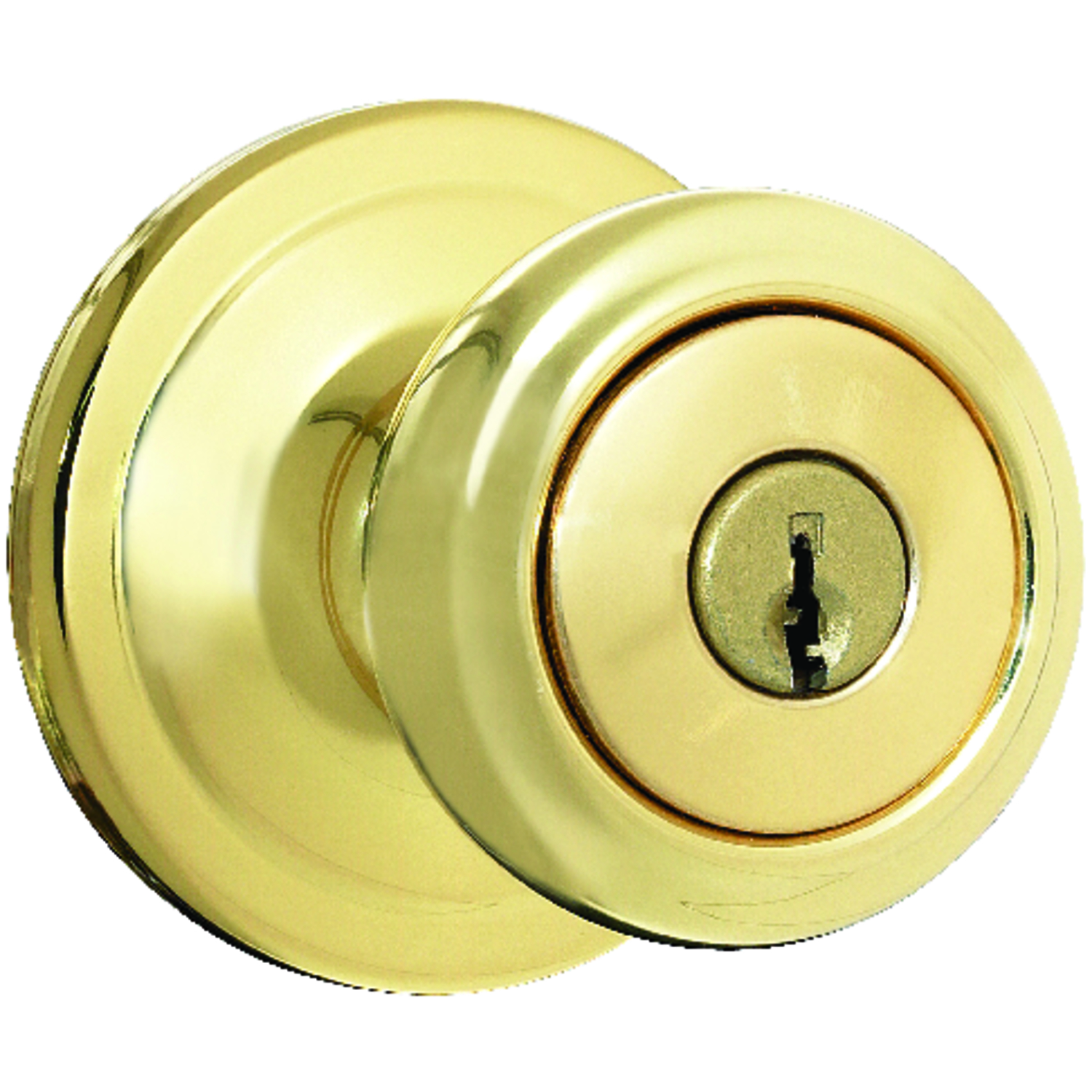 Kwikset SmartKey Cameron Polished Brass Entry Lockset KW1 1-3/4 in.