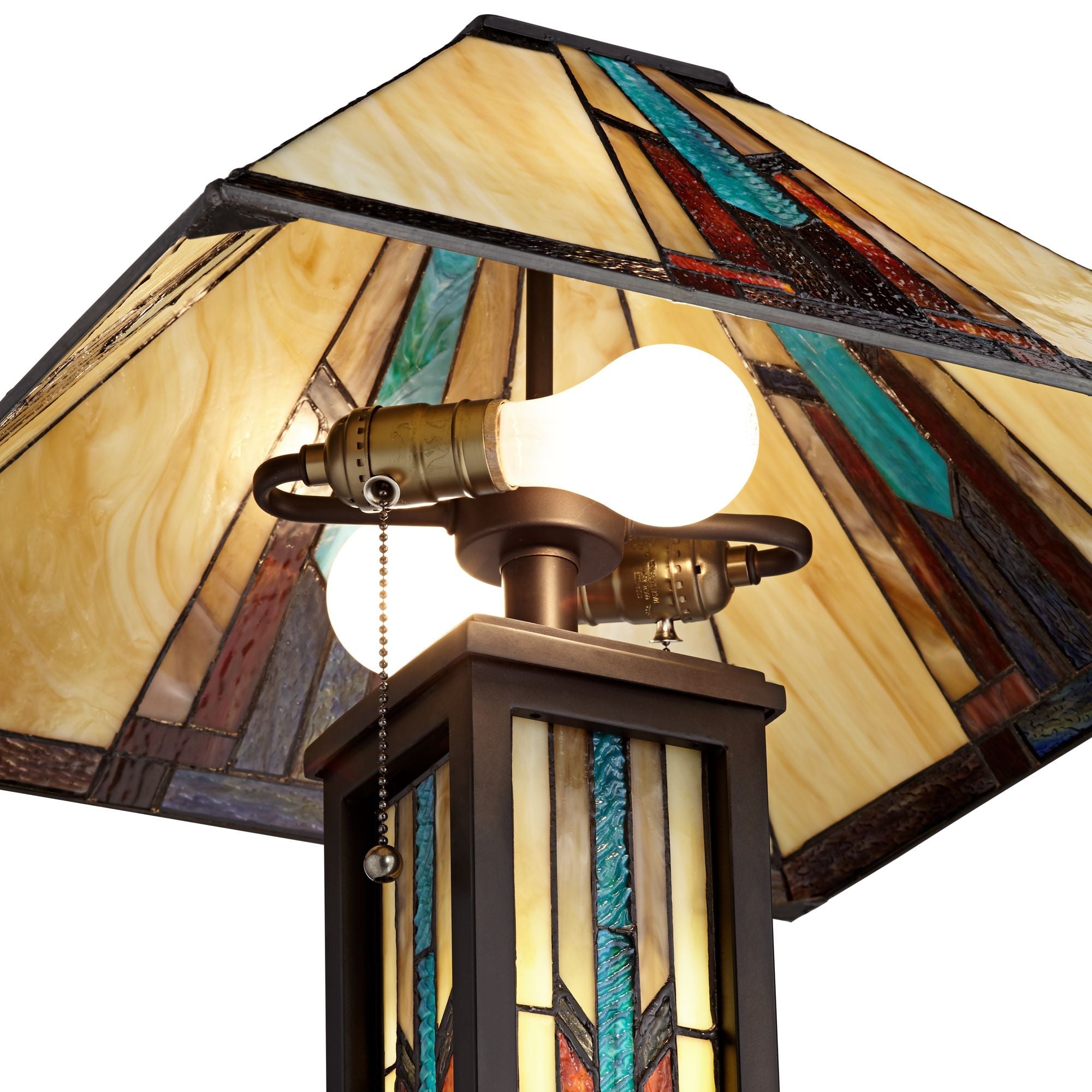 Robert Louis  Mission Floor Lamp with Nightlight LED 59.5" Tall Bronze Stained Art Glass Shade for Living Room Reading Bedroom Office