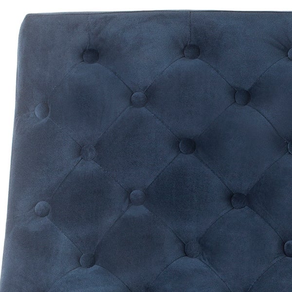 SAFAVIEH Mid-Century Modern Glam Hadley Tufted Velvet Navy Blue Club Chair - 25