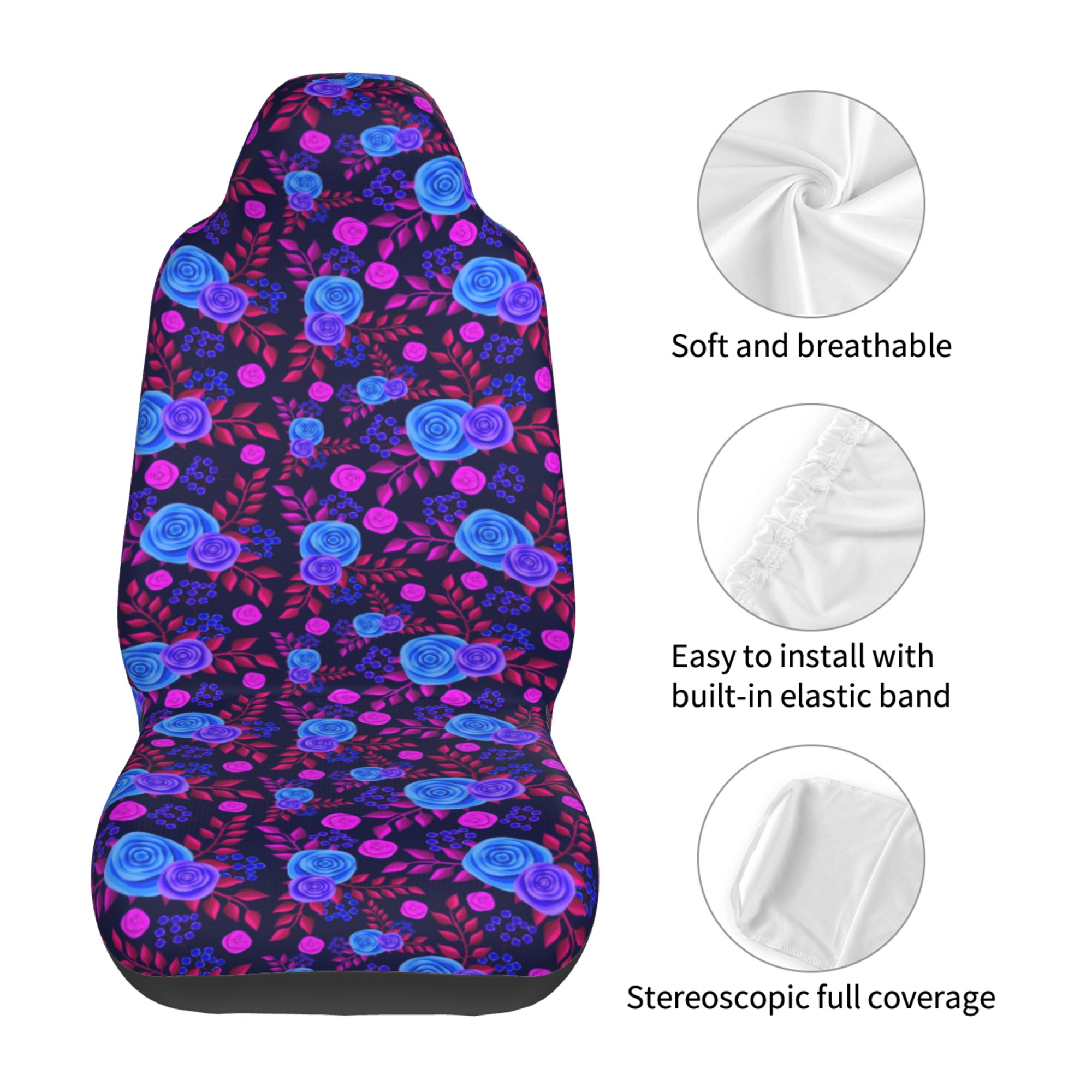 ZICANCN Car Seat Covers Front Seats Only，Retro Purple Flowers Decorative Automotive Seat Covers Protectors for Cars Trucks Suv 2 Pack