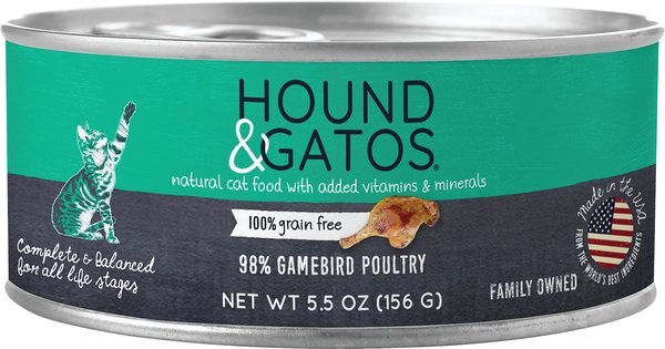 Hound and Gatos 98% Gamebird Poultry Formula Grain-Free Canned Cat Food