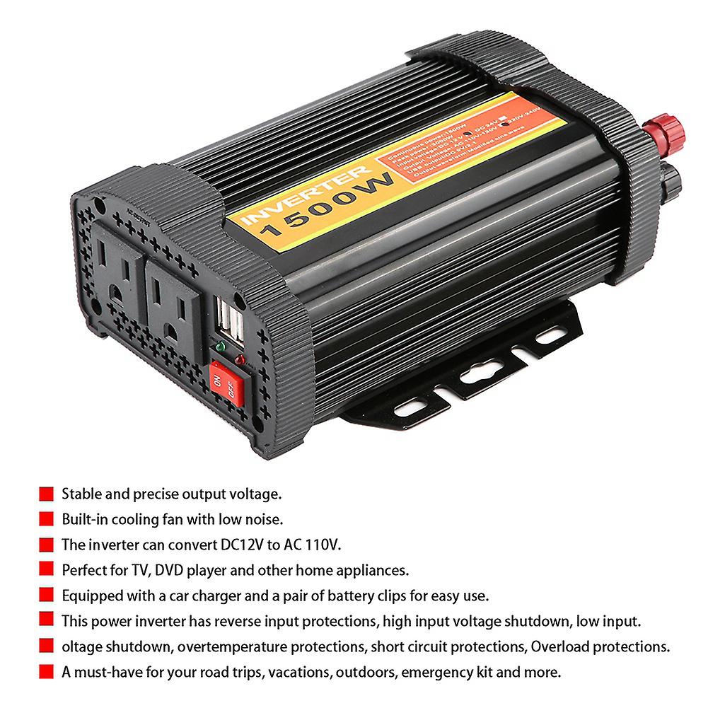 12v Dc To 110v Ac 1500w Car Auto Voltage Transformer Inverter Converter Car Charge