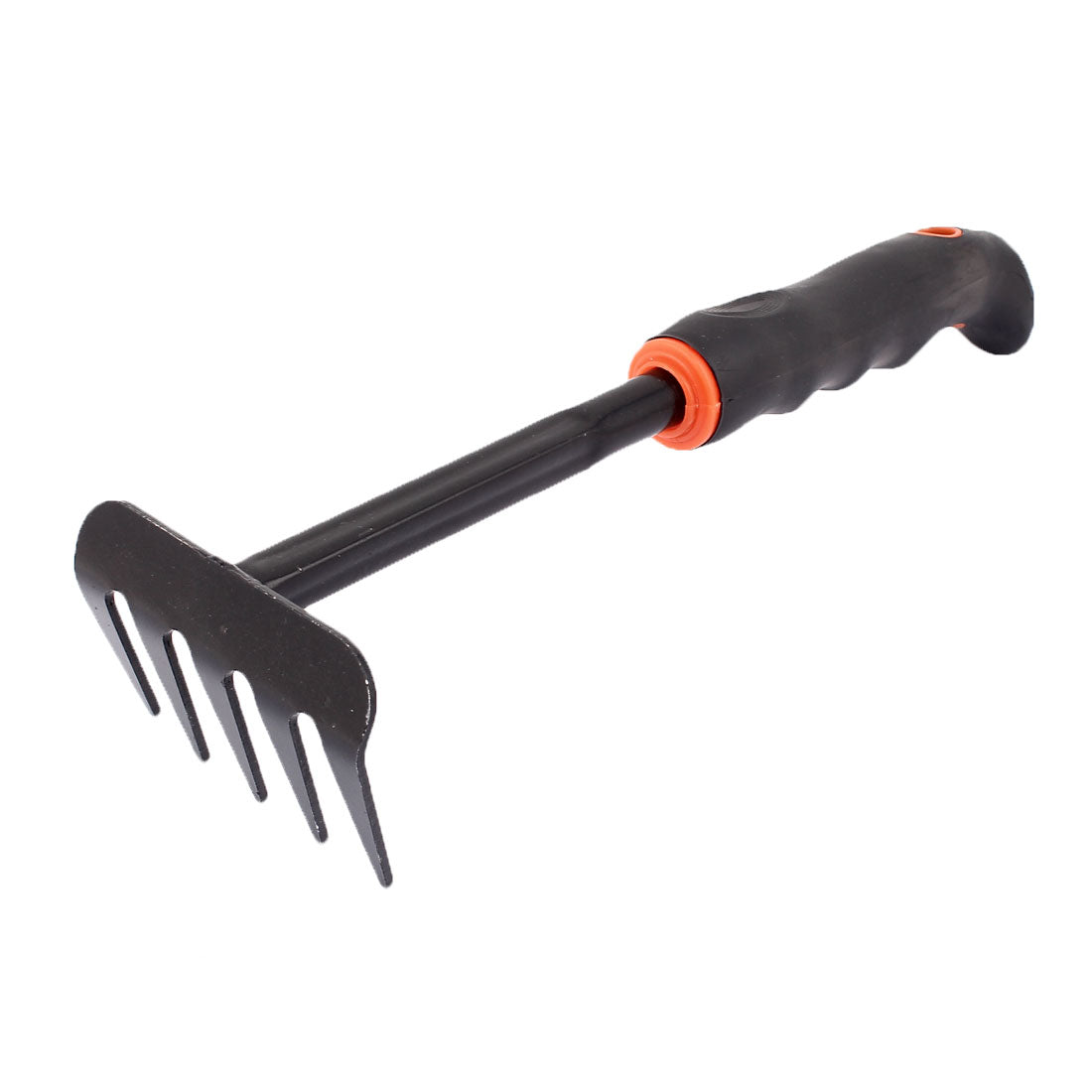 Unique Bargains Plastic Coated Metal Head Handheld 5 Teeth Garden Rake Hand Tool Black