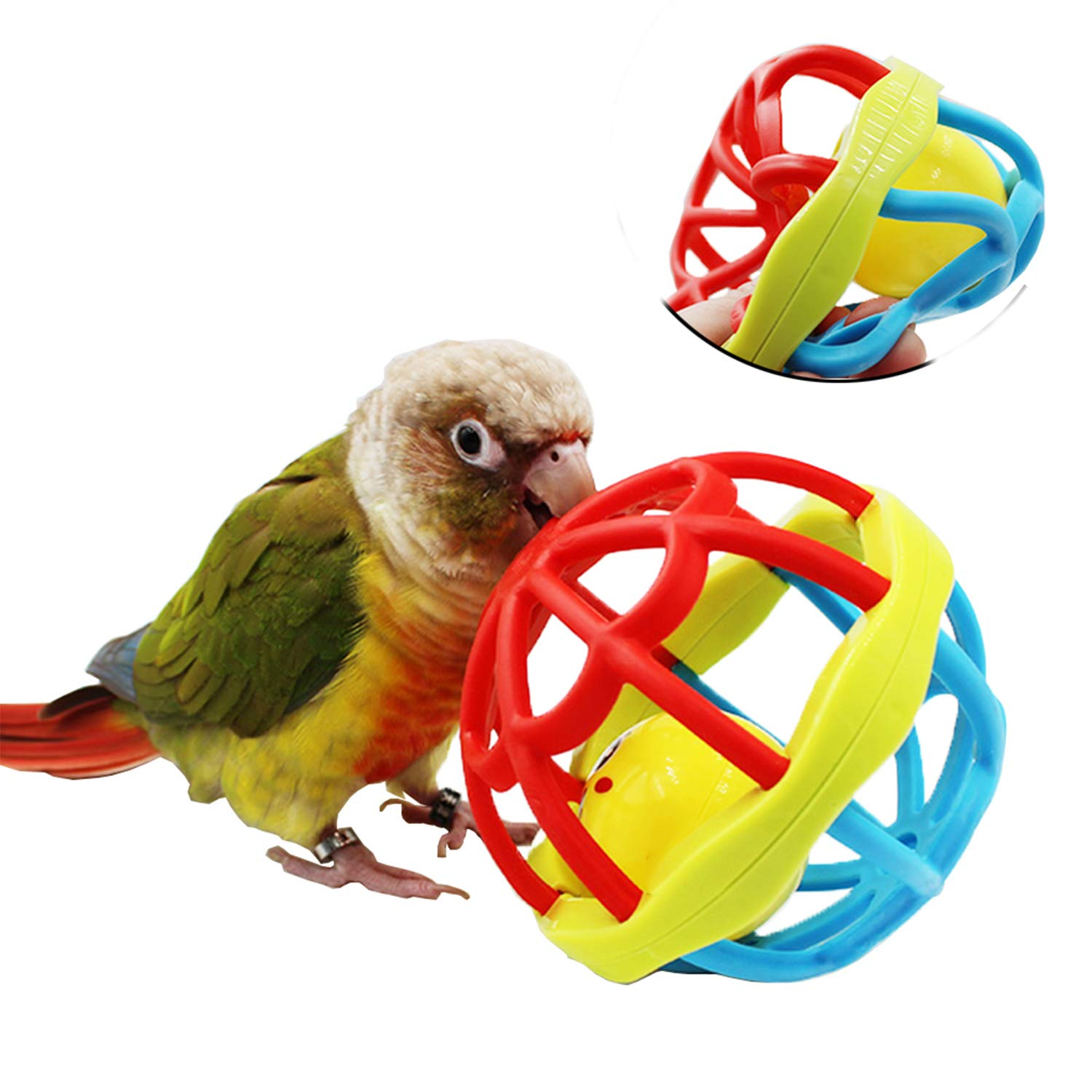 QBLEEV Bird Ball Foot Talon Toy for Chewing Training，Parrots Treat Tabletop Puzzle Ball Toy，Soft Rubber Bird Grinding Beak Ball，Bird Cage Playpen Gym Playground Decor for Cockatiels