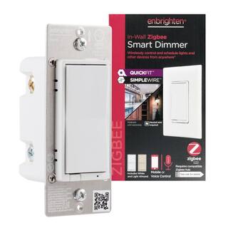 Enbrighten Zigbee Smart Dimmer with Quick Fit and Simple Wire White and Light Almond 43080