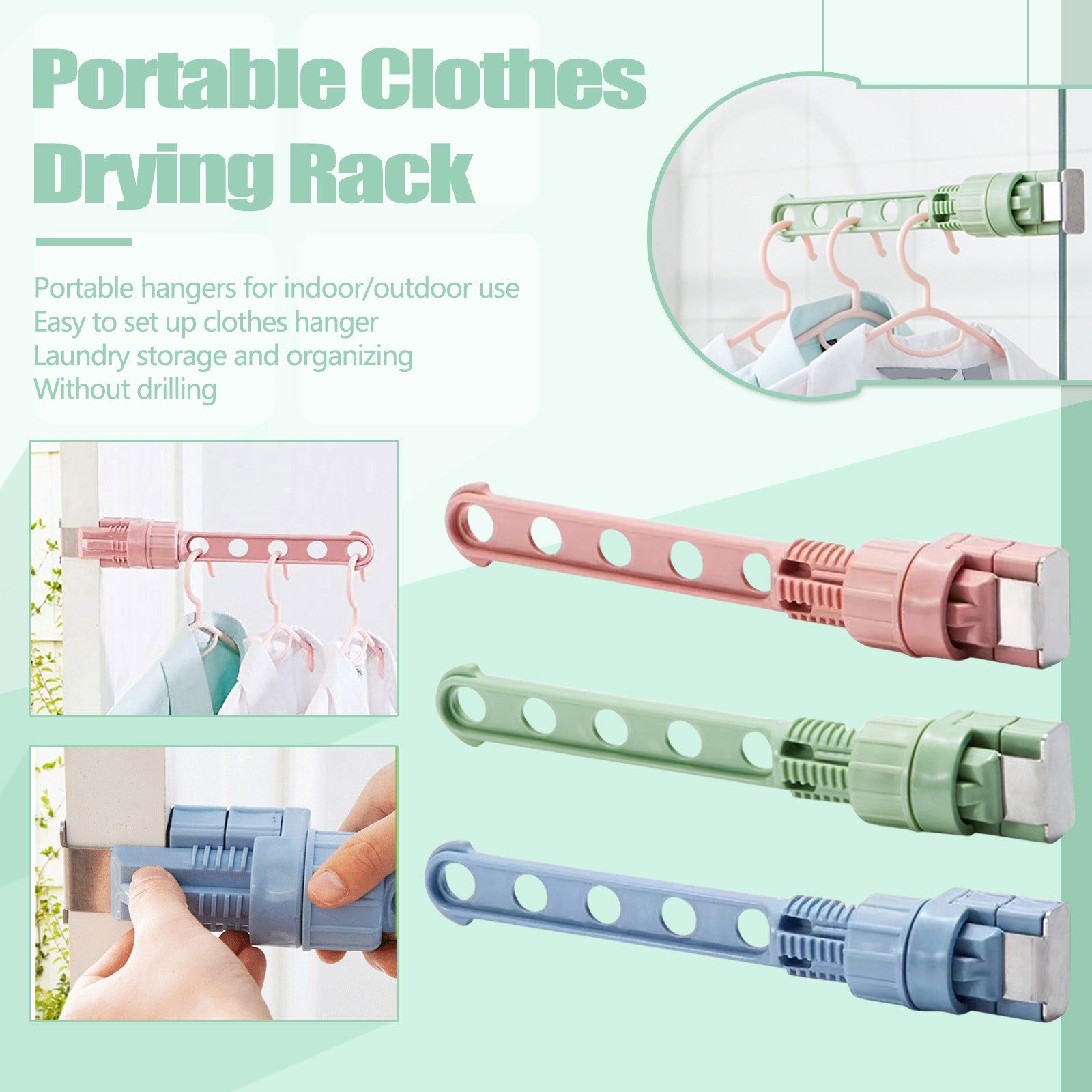 WANYNG Hanger 5-hole Hanging Rack Window Frame Clothes Portable Drying Clothes Rack Tools & Home Improvement,One Size