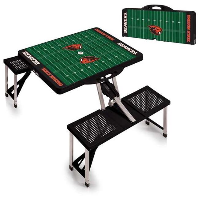 Picnic Time 811-00-175-485-0 Oregon State Beavers Digital Print Portable Folding Picnic Table with Four Seatsand#44; Black