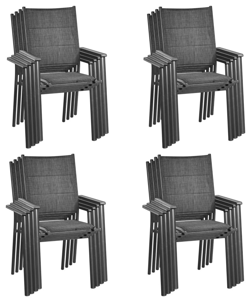 Costway Set of 16 Patio Dining Chair Stackable Padded Armrest No Assembly   Contemporary   Dining Chairs   by Costway INC.  Houzz