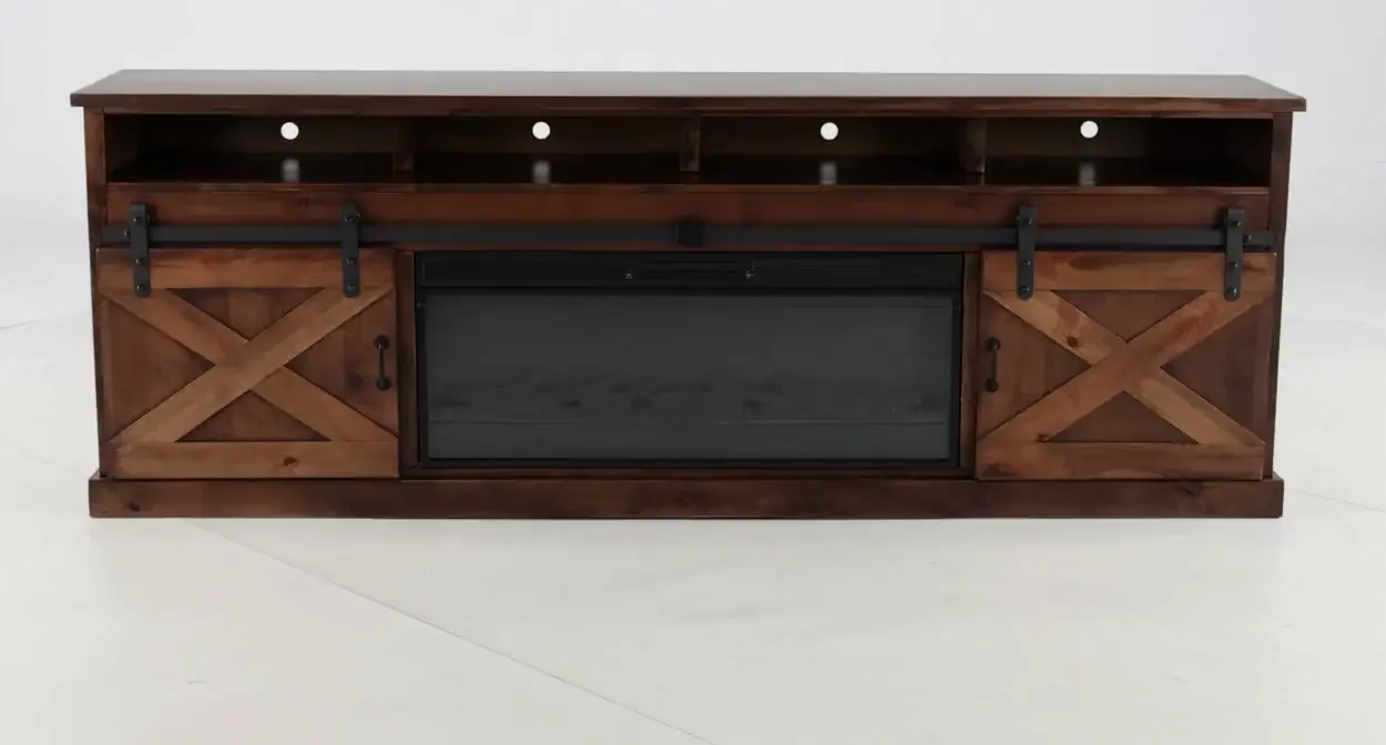 Farmhouse Aged Whiskey 94 Fireplace TV Stand