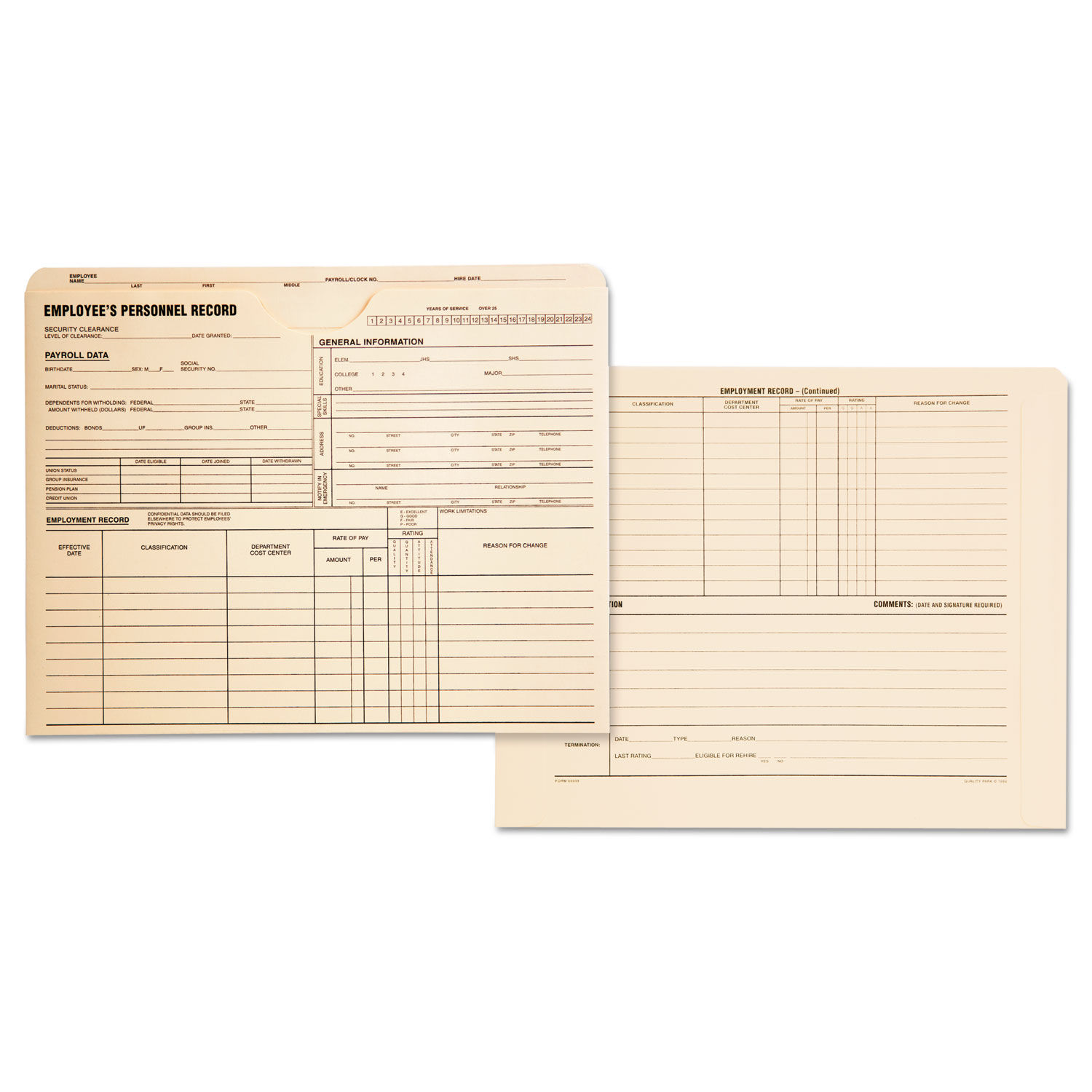 Employee Record Jacket by Quality Parkandtrade; QUA69999