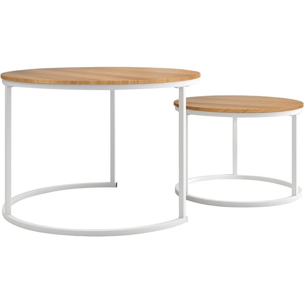 Industrial Round Coffee Table Set of 2