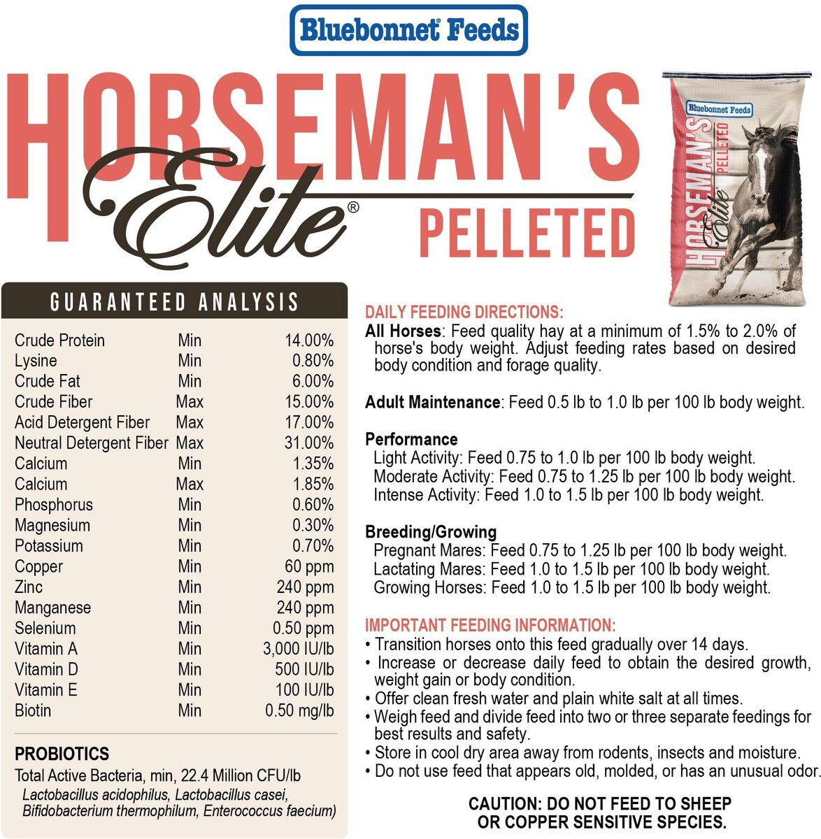 Bluebonnet Feeds Horsemans Elite Pelleted Horse Feed