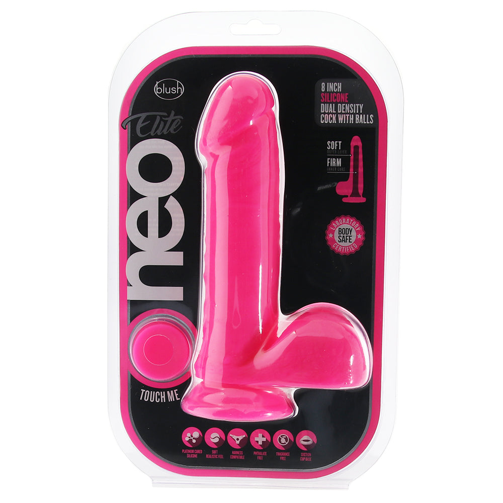 Neo Elite 8 Inch Silicone Dual Density Cock in Pink