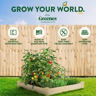 Greenes Fence 4 ft. x 4 ft. x 7 in. Original Pine Raised Garden Bed RCP4C4