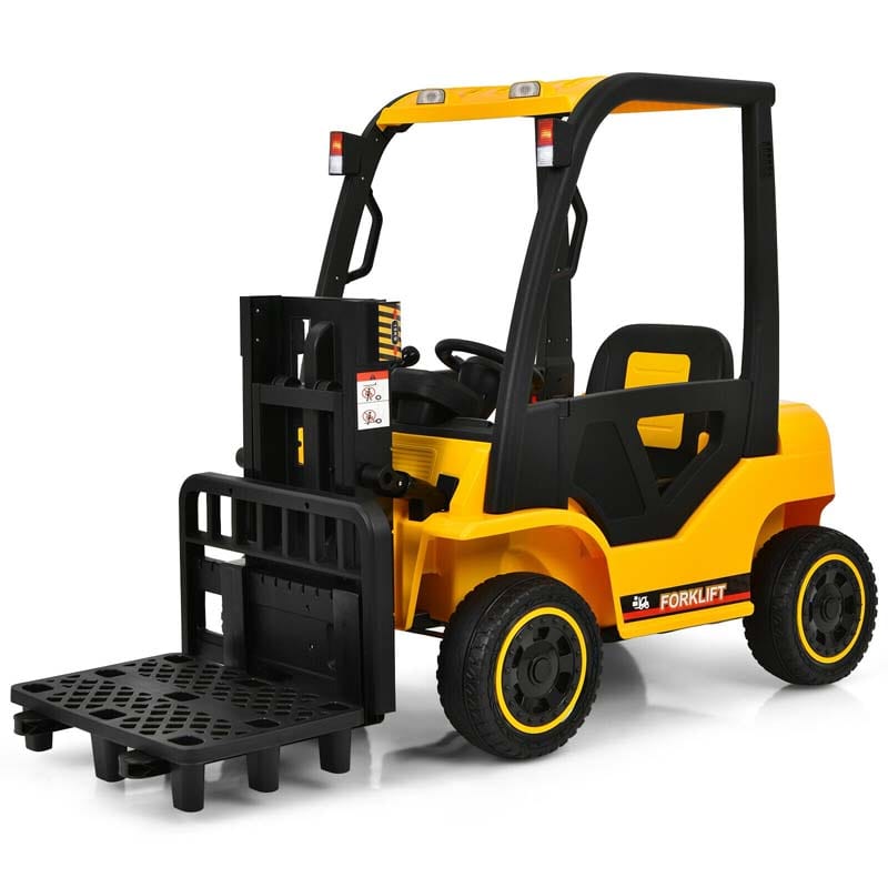 Kids Ride on Forklift 12V Battery Powered Electric Riding Toy Car Construction Vehicle with Remote & Back Trunk