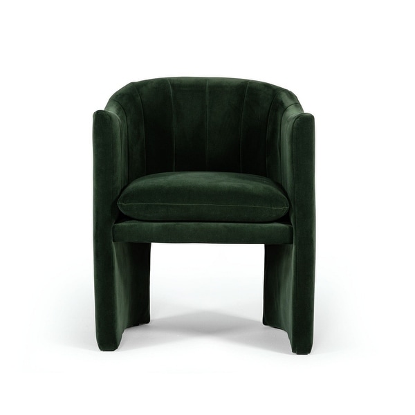 Cid 24 Inch Fabric Dining Chair， Channel Seamed Back， Cushion Seat， Green