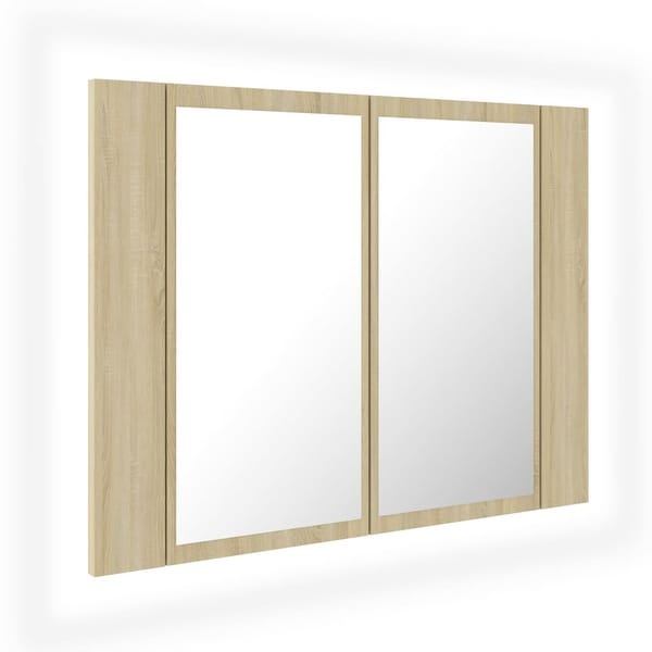 LED Bathroom Mirror Cabinet Sonoma Oak 23.6