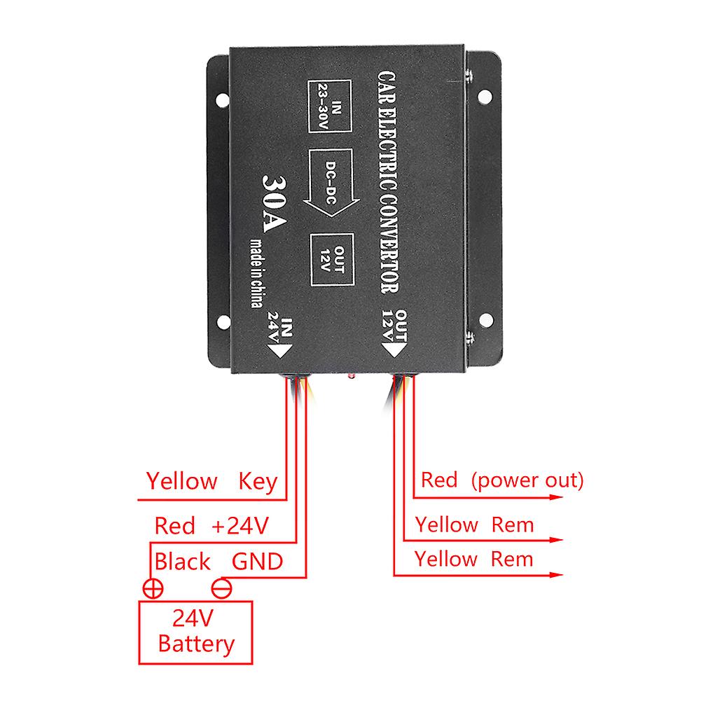 Car Truck 30a 360w Dc 24v To 12v Power Converter Electric Voltage Reducer Step-down Transformer