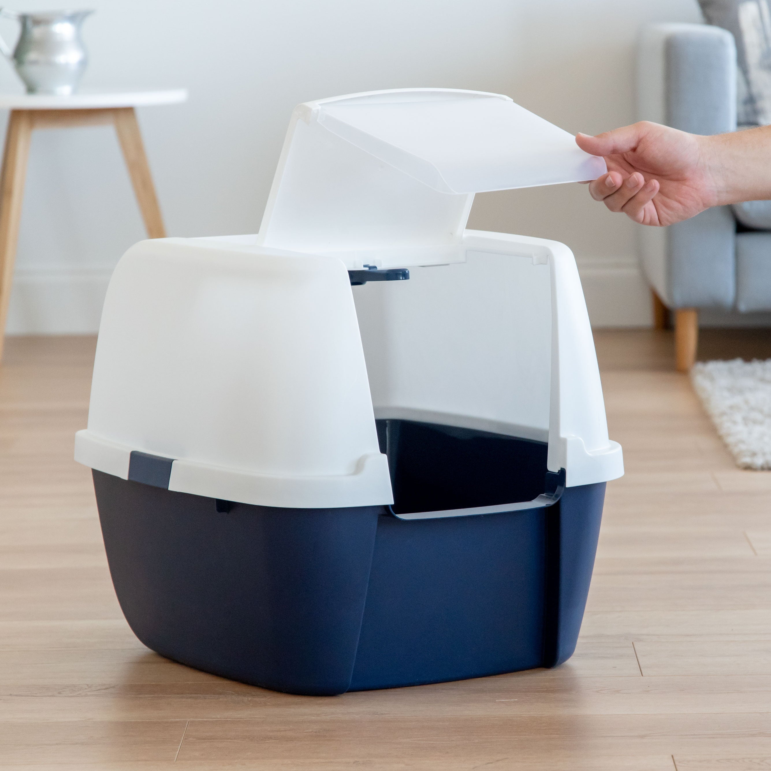 IRIS USA， Jumbo Hooded Litter Box， Navy