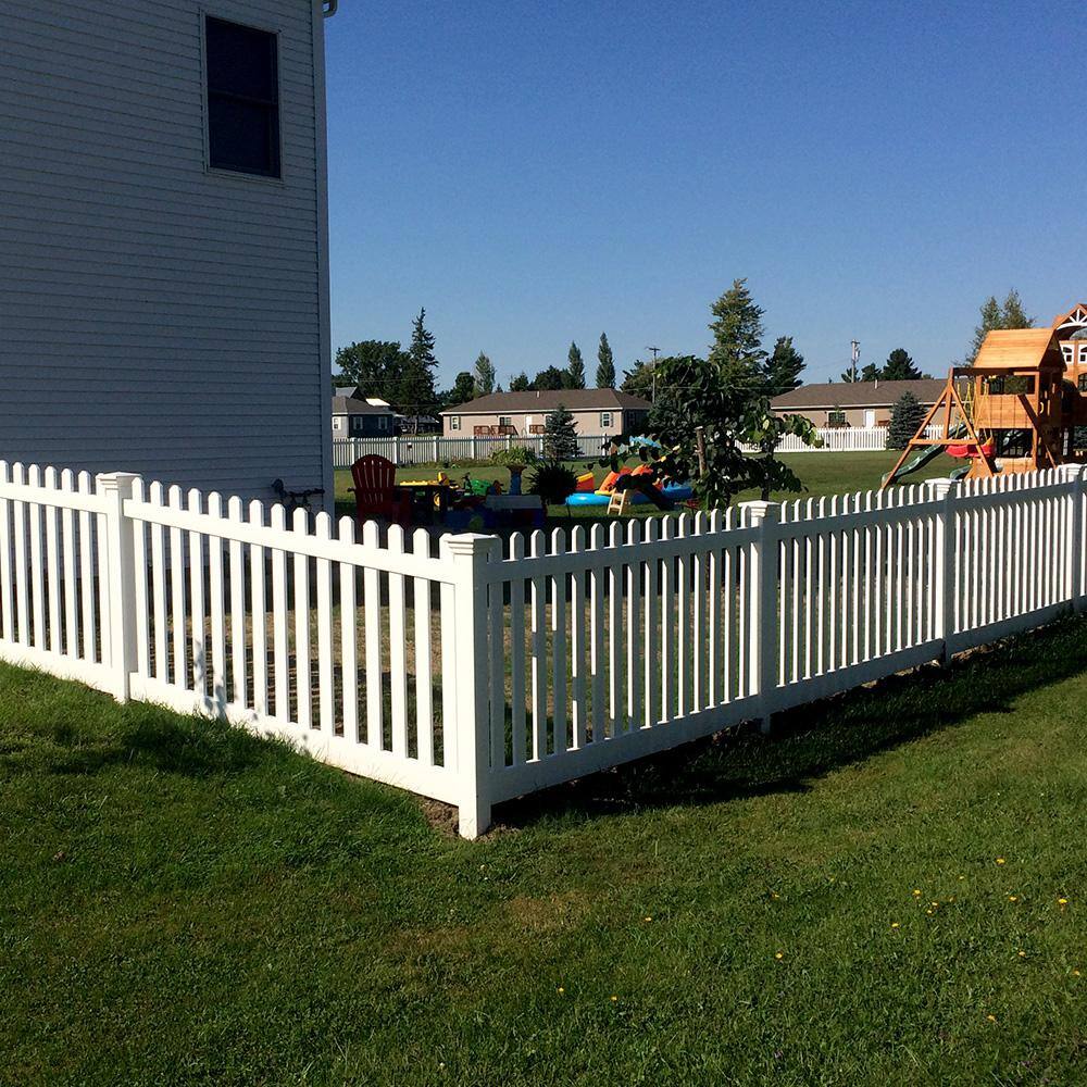 Weatherables Plymouth 3 ft. H x 8 ft. W White Vinyl Picket Fence Panel Kit PWPI-3R5.5-3X8