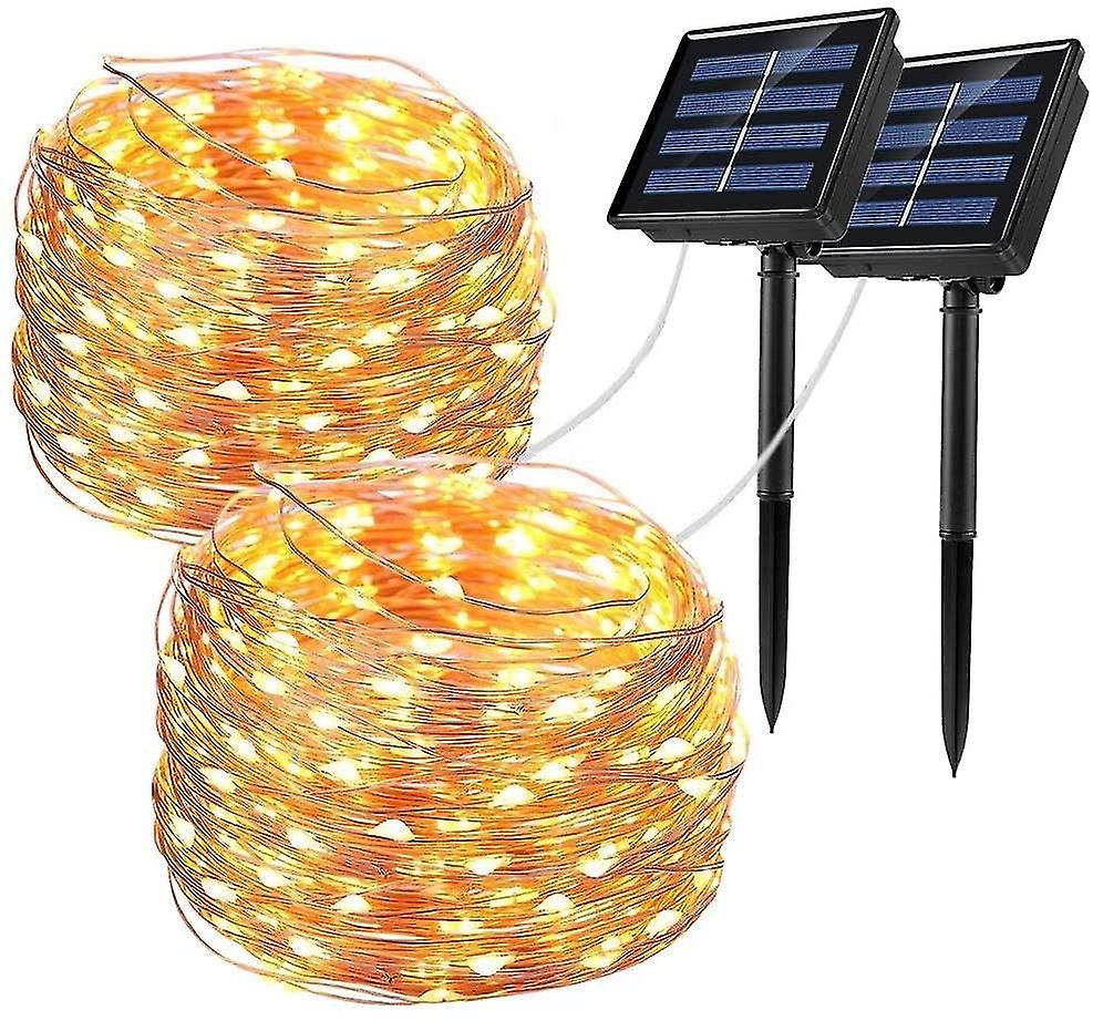 Solar String Lights Outdoor 100led， 33ft Waterproof Copper Wire String Lights 8 Modes