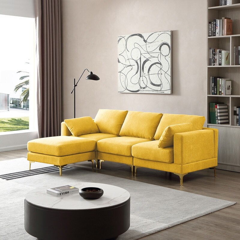 Modern Style L Shape Upholstered DIY Each Seat Sectional Sofa