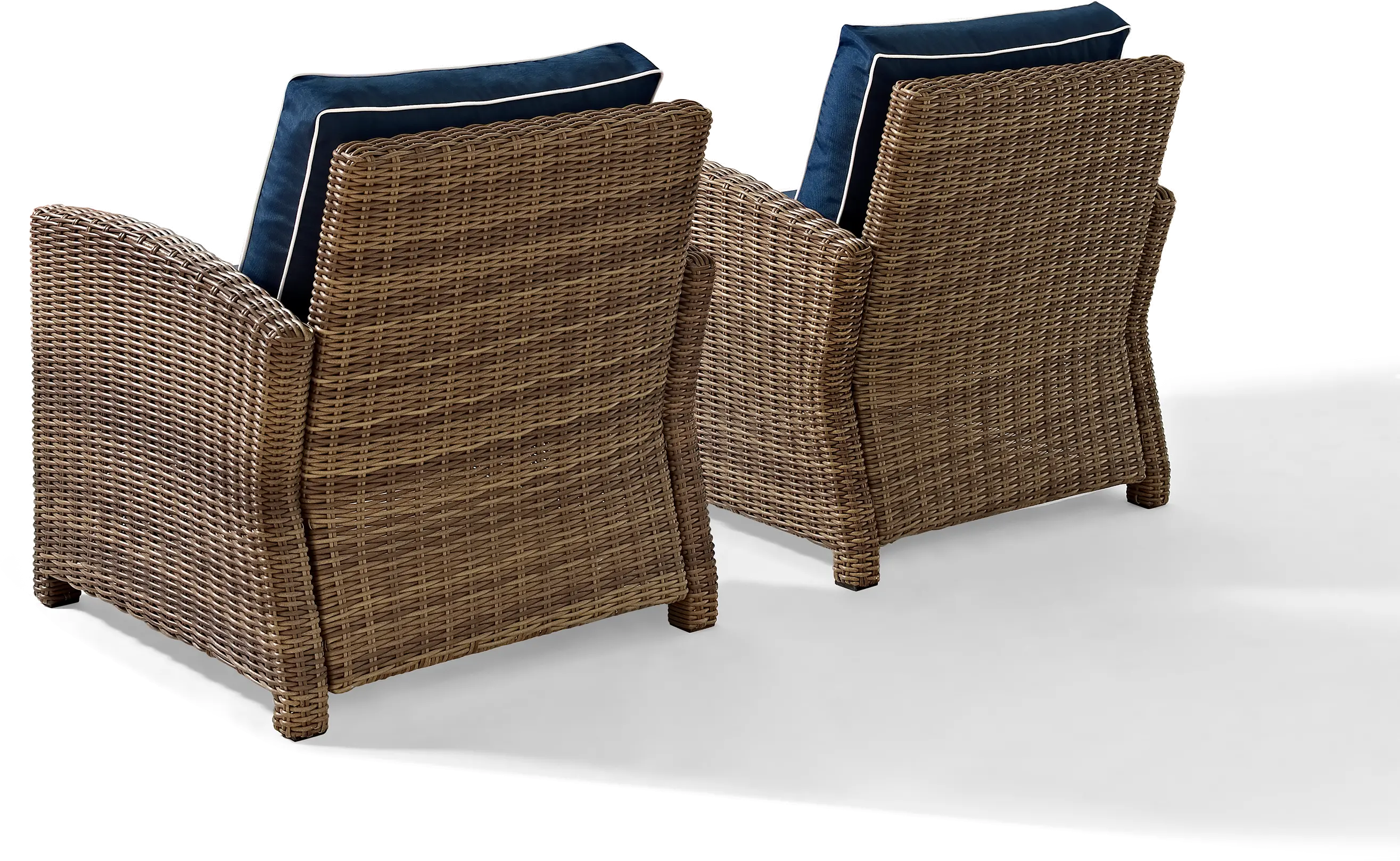 Bradenton Navy and Wicker Patio Armchair， Set of 2