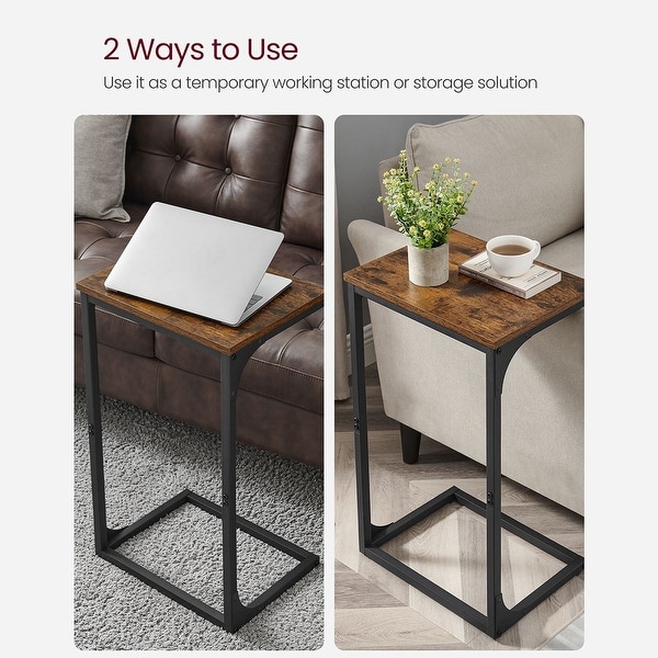 C-Shaped Side Table， End Table for Sofa， Couch Table with Metal Frame， Industrial， for Study