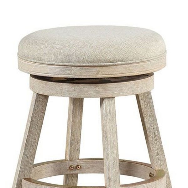 Wooden Swivel Counter Stool with Round Fabric Seat， Gray