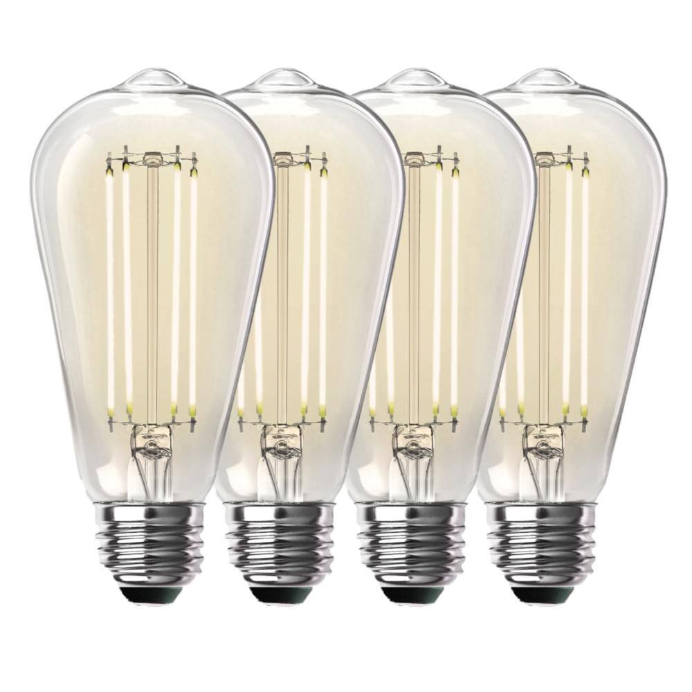 Feit Electric 100-Watt Equivalent ST19 Dimmable Straight Filament Clear Glass Vintage Edison LED Light Bulb Bright White (4-Pack) ST19100CL930CA4