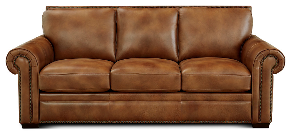 Toulouse Top Grain Leather Sofa   Transitional   Sofas   by Hello Sofa Home  Houzz