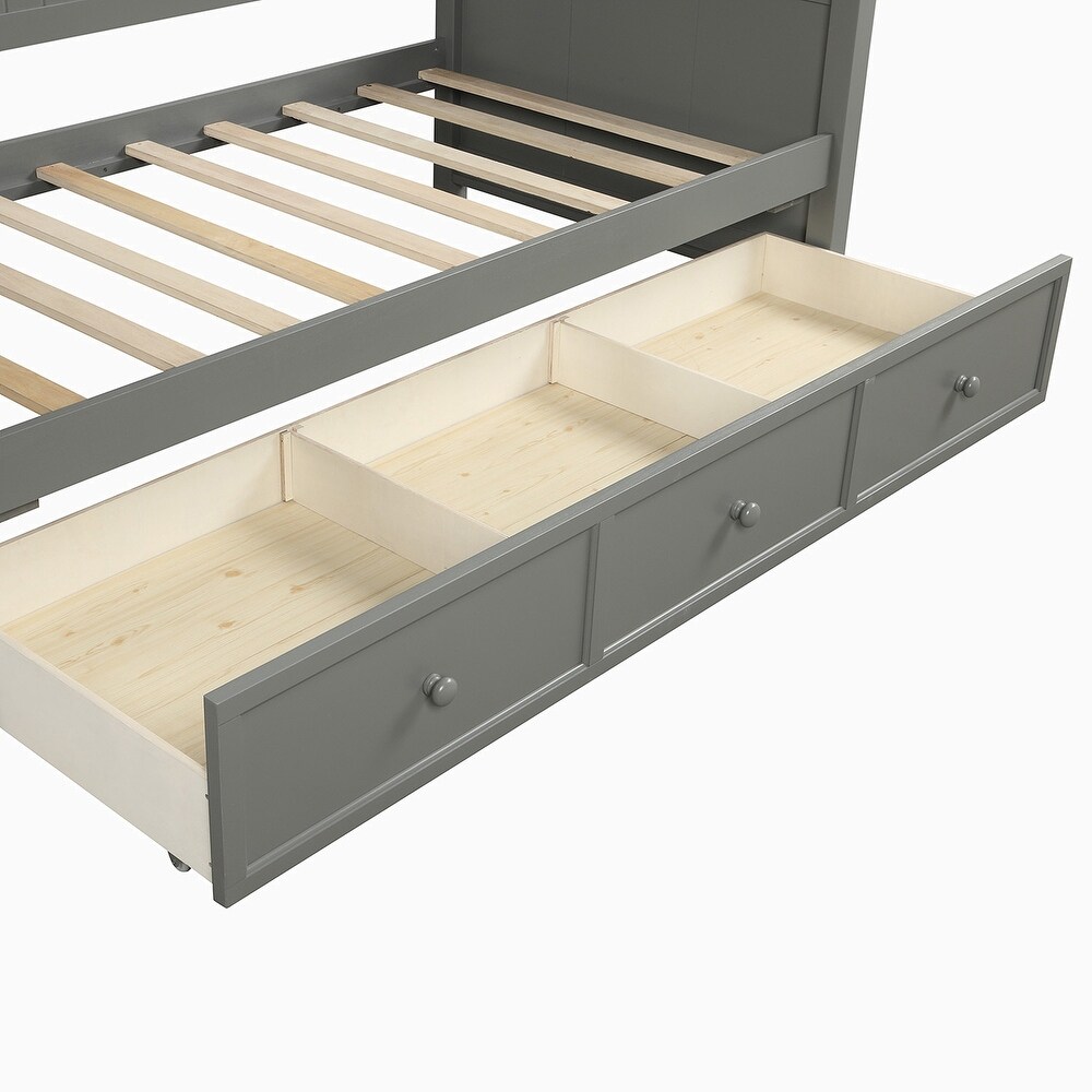 Twin Size Grey Wood Daybed with Drawers