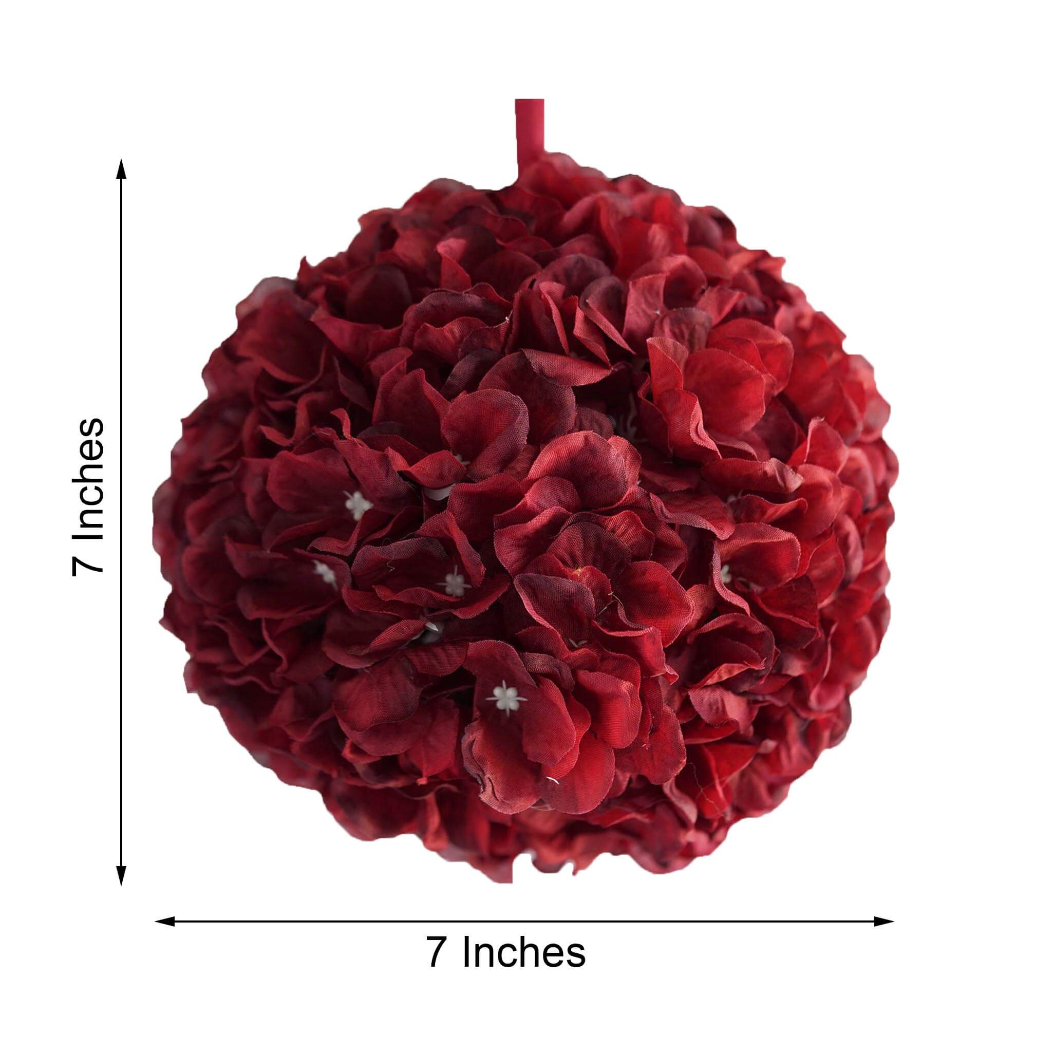 4 Pack Burgundy Artificial Silk Hydrangea Kissing Flower Balls 7