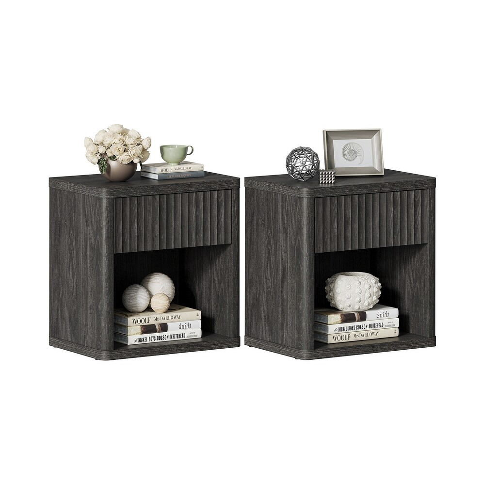 SICOTAS Set of 2 Nightstand with 1 Drawer and Open Storage