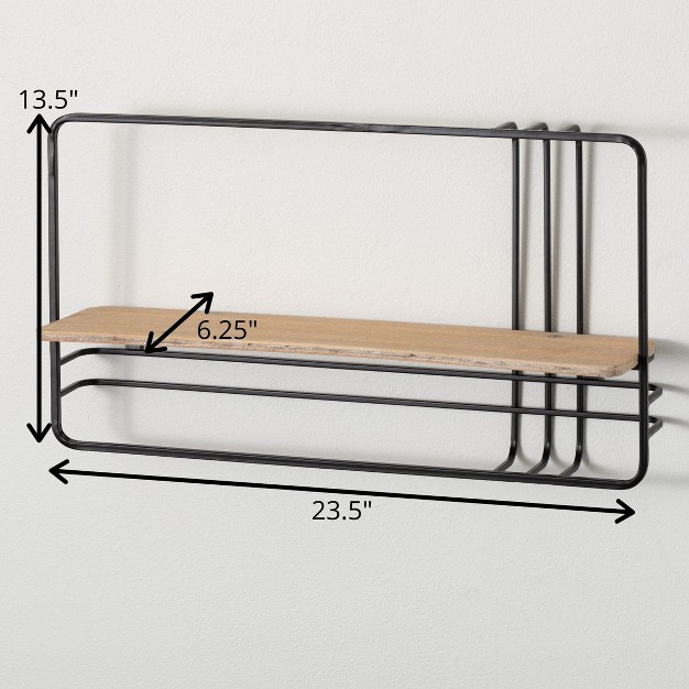 6 25 X 23 5 X 13 5 Metal framed Wood Wall Shelf Brown