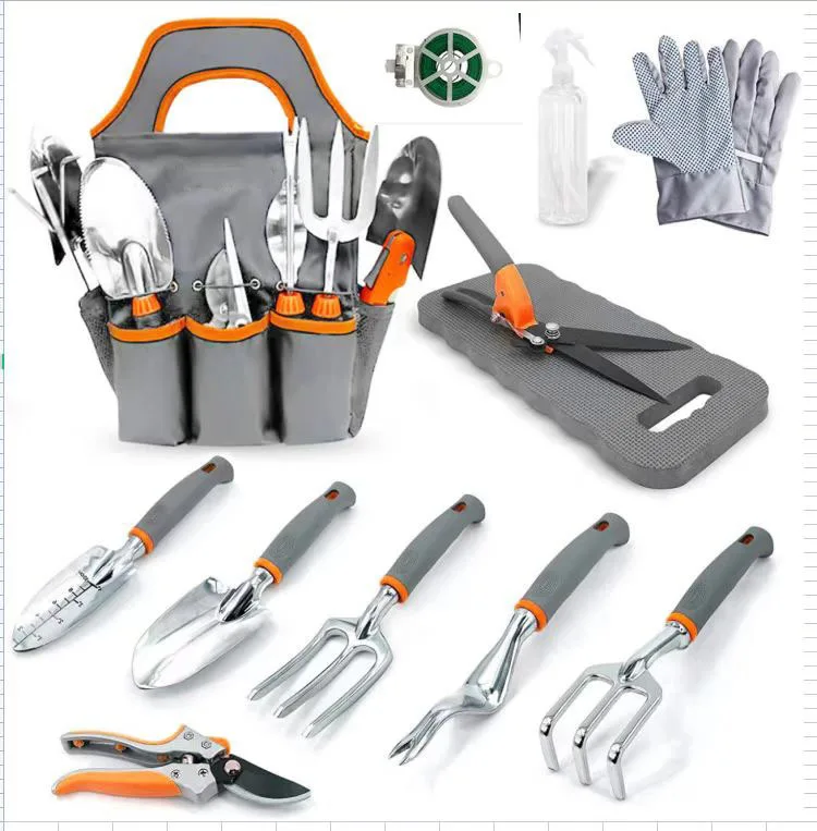 12PCS Garden Tools Kit Set Wholesales Aluminum oy Agricultural Gardening Hand Tools Bag Weeder Rake Shovel Trowel and More