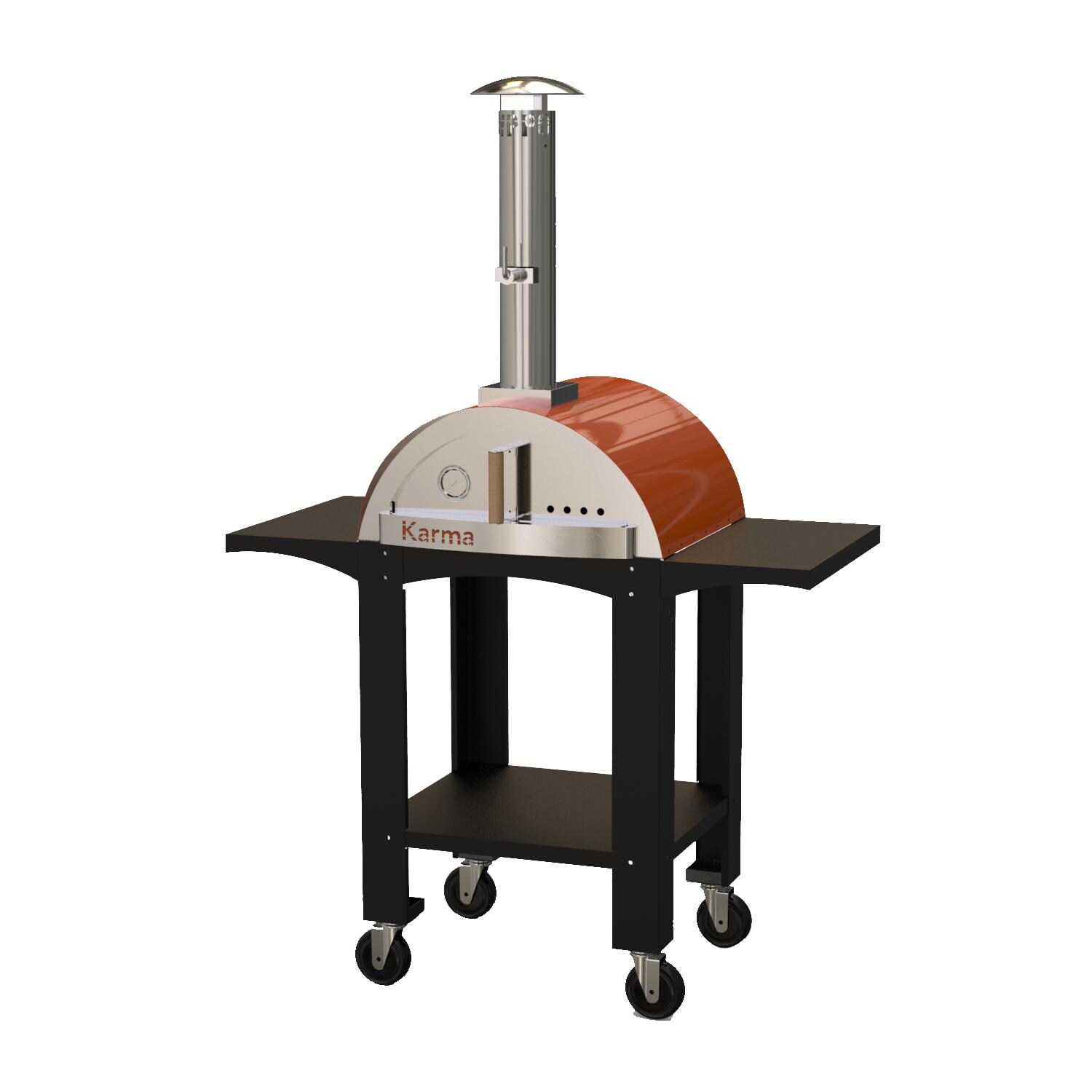 WPPO Karma 25-Inch Wood Fired Pizza Oven with Black Cart