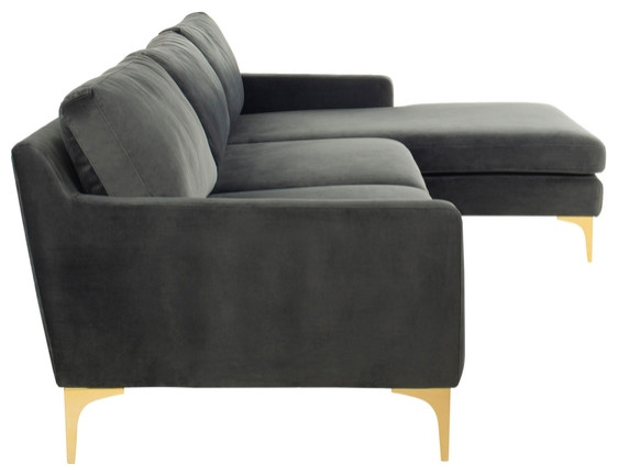 Safavieh Couture Brayson Chaise Sectional Sofa   Midcentury   Sectional Sofas   by Safavieh  Houzz