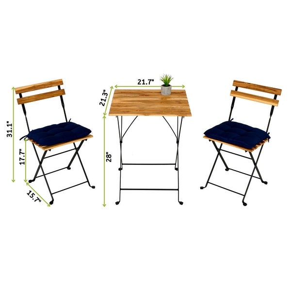 3-piece Outdoor Patio Bistro Folding Chair and Table Set - Overstock - 35482426