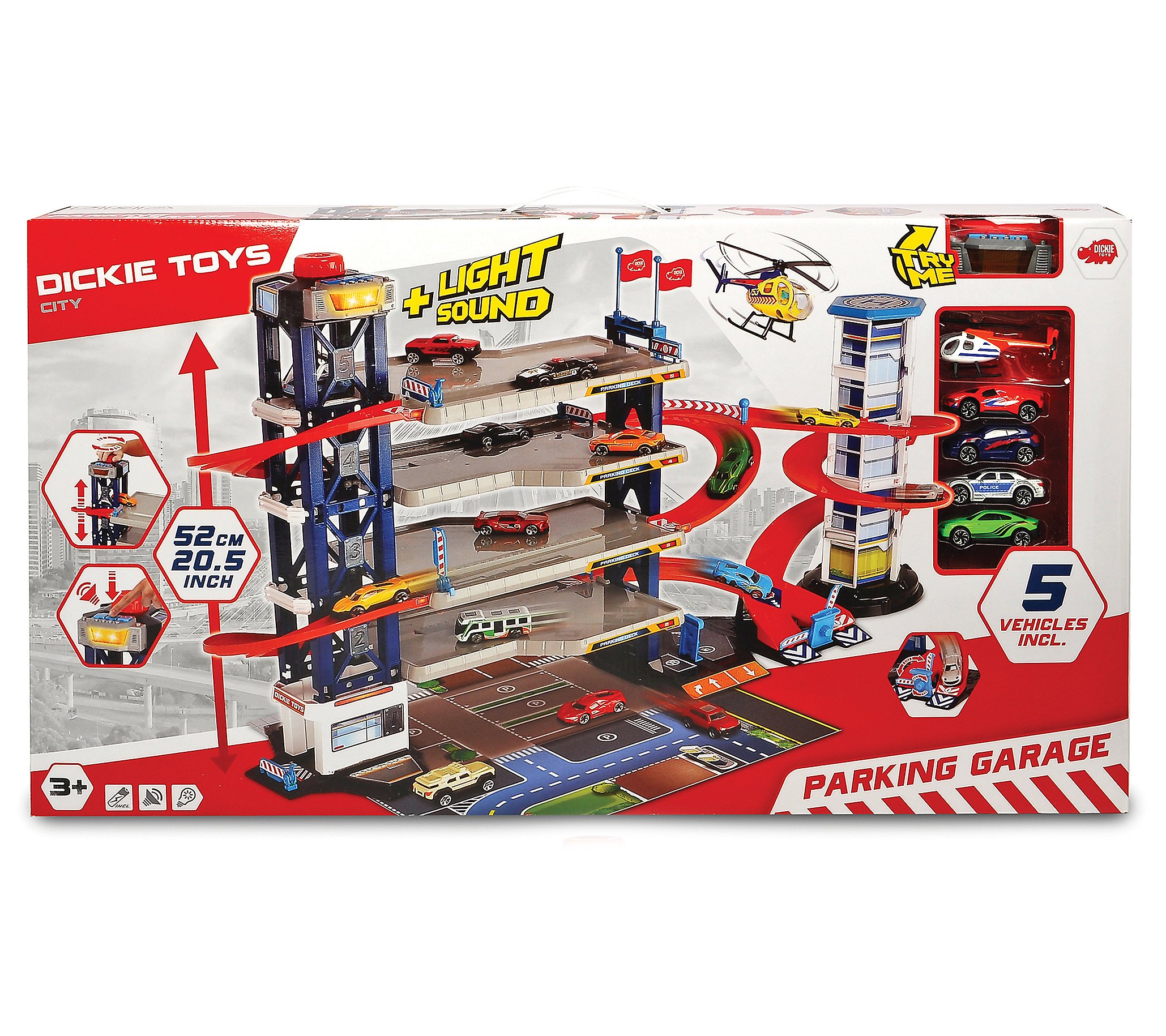 Dickie Toys HK Parking Garage Playset With 4 Die-Cast Cars