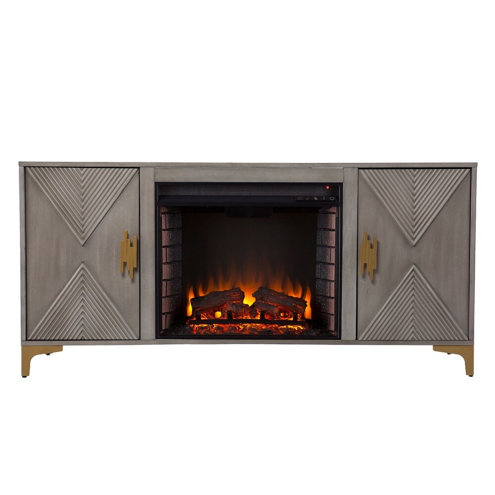 SEI Furniture Lillyvale Contemporary Media TV Stand with Electric Fireplace Insert and Storage