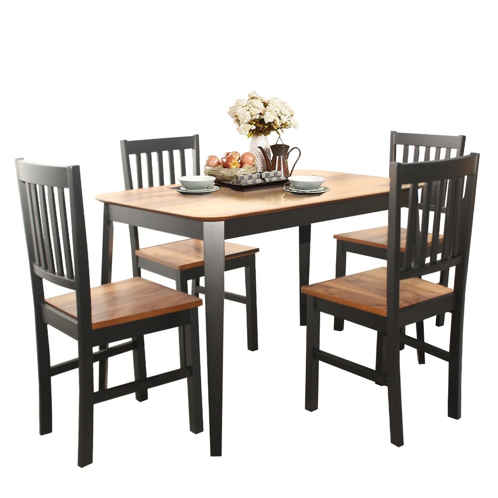 Costway 5 Pcs Mid Century Modern Black 29.5'' Dining Table Set 4