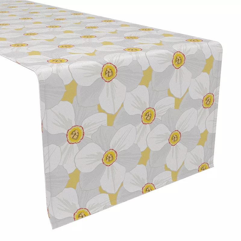 Table Runner， 100% Polyester， 14x108， Large Petal Flowers