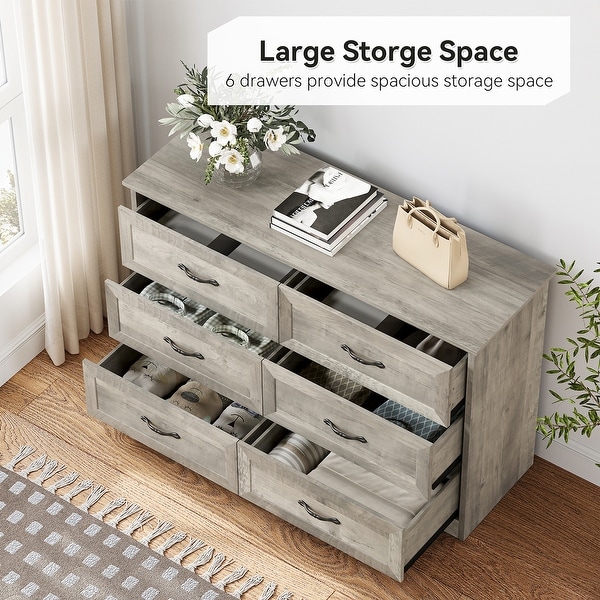 Dresser for Bedroom with 5 Drawers， Tall Wood Drawer Dresser Chest of Drawers for Closet