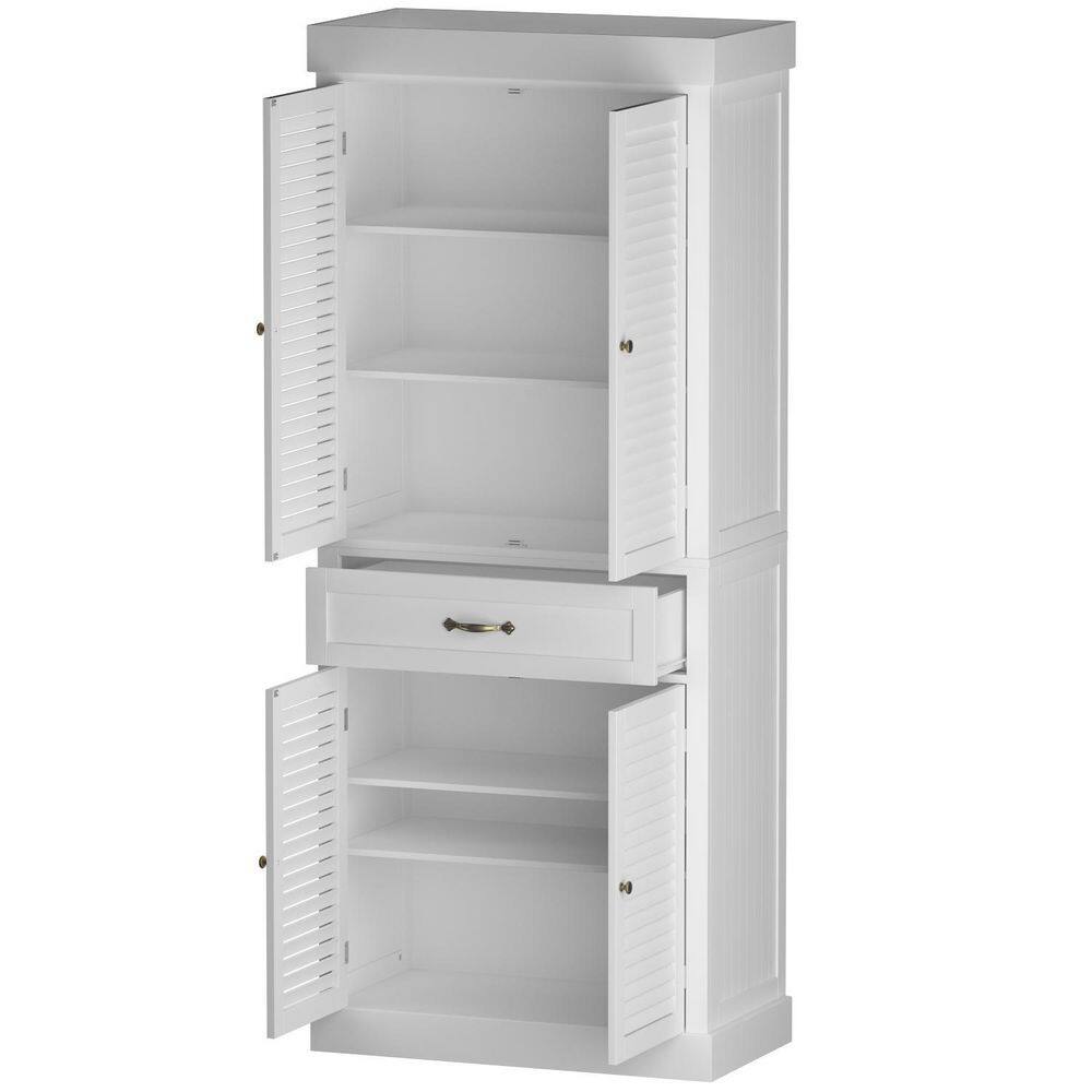 FUFUGAGA 71.6 in. H White Wood Kitchen Food Pantry 2-Shutter Doors Cabinet Buffet with Adjustable Shelves and Drawer KF330064-01-c