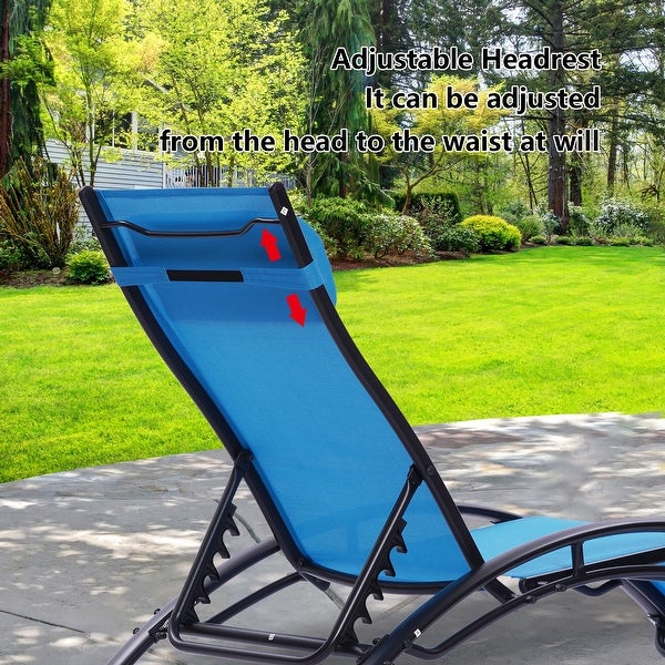 2-Pcs Set Chaise Lounges Outdoor Lounge Chair Lounger Recliner Chair