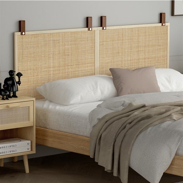 Natural Rattan Decorative Panel Wall-Mounted Headboard - - 37566993