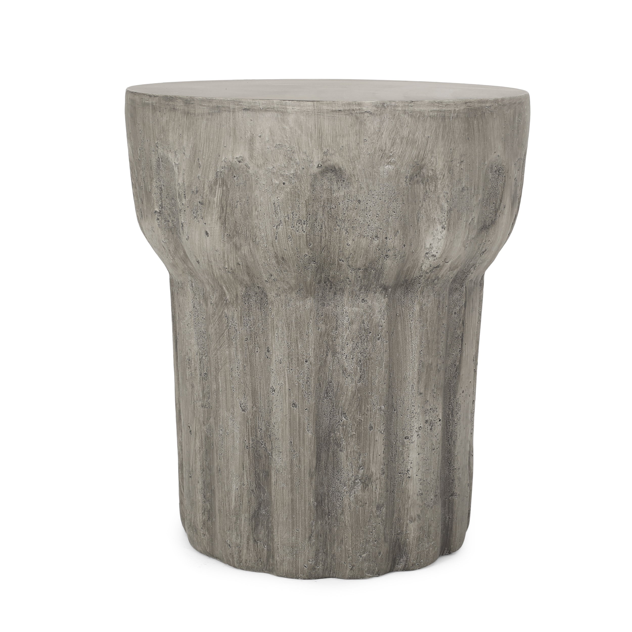 Carmello Outdoor Contemporary Lightweight Concrete Accent Side Table