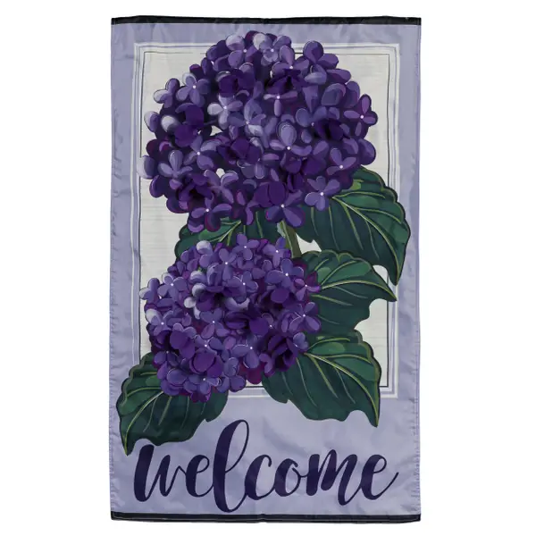 Evergreen Enterprises Hydrangea Welcome House Applique Flag