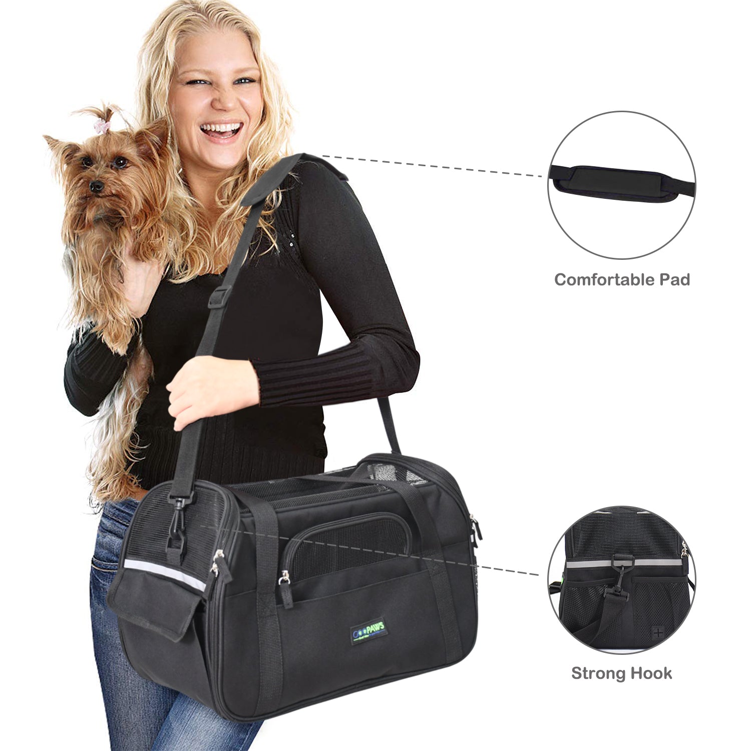 JESPET Soft-Sided Kennel Pet Carrier for Small Dogs， Cats， Puppy， Airline Approved